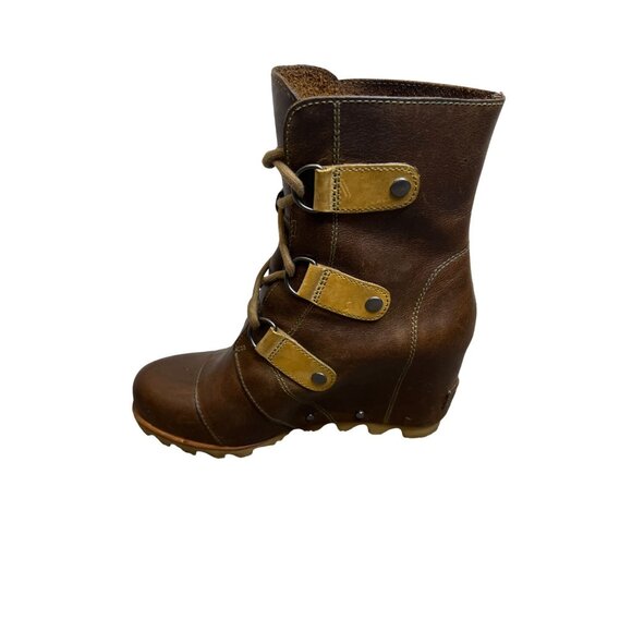 Sorel Joan of Arctic Wedge Mid Lace-Up Boots Women’s 7 Brown Leather Waterproof - Picture 9 of 13